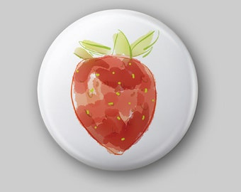 Strawberry Fridge Magnet, 38mm Strawberry Magnet, Small Gifts, Round Button Magnet, 38mm Magnet, Fruits Magnet, Magnets, Strawberry Gifts