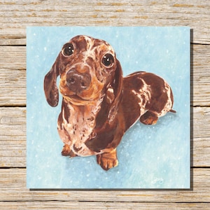 Dapple Dackel Hundekarte, Hunde, personalisierte Hundekarte oder leer lassen, Grußkarte, Hund, Dackelwelpe, Hundekarte, Welpenkarten