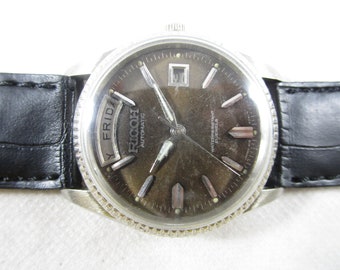 Original Vintage RICOH 21 Joyas Día@12 Fecha Ss Caja Automática Gent's Reloj vintage de pulsera japonés de segunda mano #B796