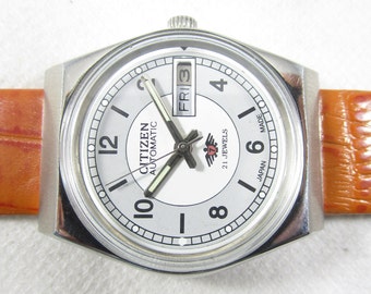 Vintage CITIZEN 21 JEWELS Automatic Day-Date Gent's Japan Made Wrist Watch #B909