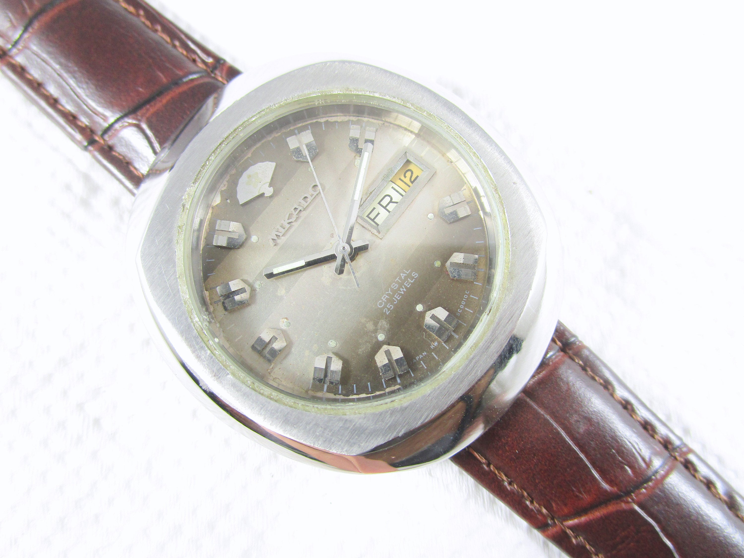 RARE Vintage MIKADO Crystal 25 Jewels Automatic Day date Gent s