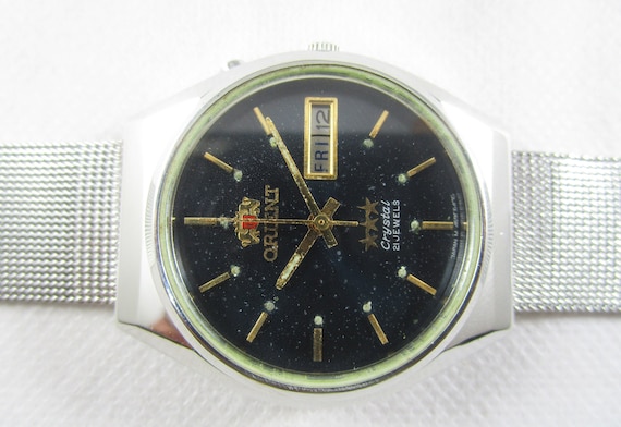 Vintage ORIENT Crystal 21 jewels Automatic Day Da… - image 1