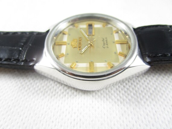 Vintage ORIENT Crystal 21 jewels Automatic Day Da… - image 6