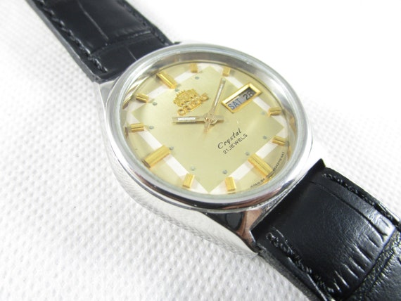 Vintage ORIENT Crystal 21 jewels Automatic Day Da… - image 5