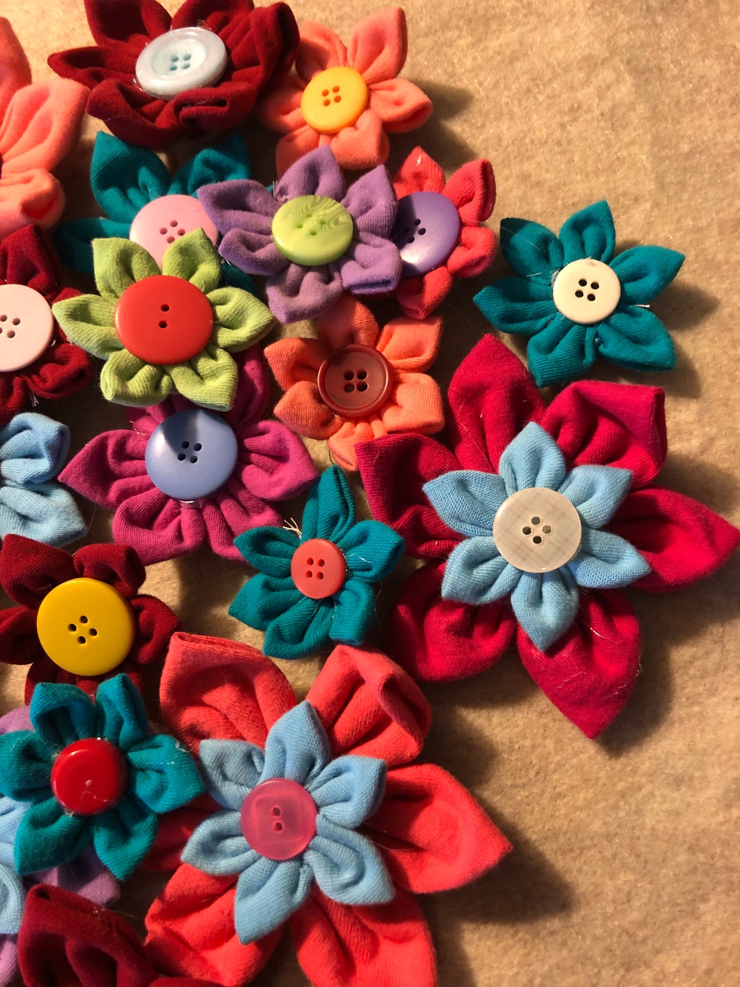 Double Flower Barrettes 3 and 4 Inch Flowers With 2 1/4 Clip Etsy