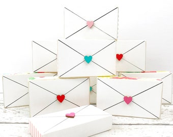 Colorful Mini Wood Envelopes with Heart
