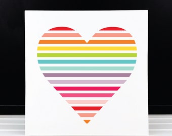 Rainbow Heart Sign, Rainbow Stripes, Rainbow, Colorful Wall Art, Colorful Heart Sign, Rainbow Wall Hanging, Girls Room Decor, Nursery Decor