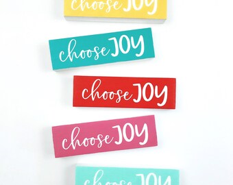 Colorful Choose Joy Wood Sign, Choose Joy, Joy Sign, Positive Words Sign, Positive Quote, Positive Saying Decor, Colorful Tiered Tray