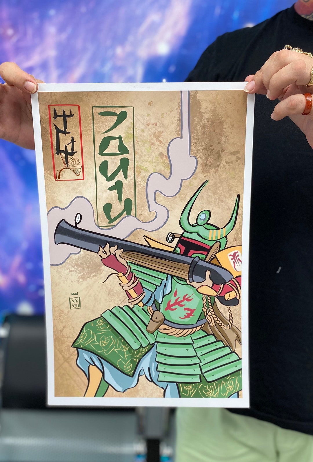 Star Wars Boba Fett Art Print Japanese Samurai Style Poster star-wars-boba-fett-art-print-japanese-samurai-style-poster