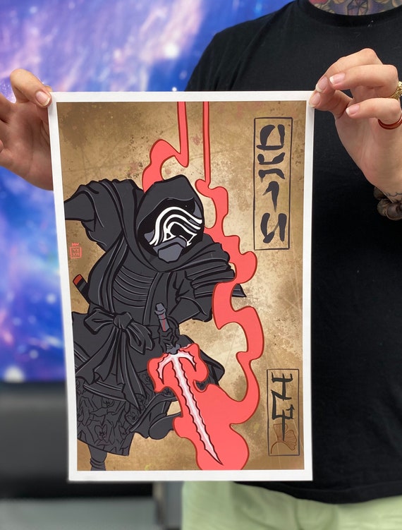 Star Wars Kylo Ren Art Print, Japanese Samurai Style Poster