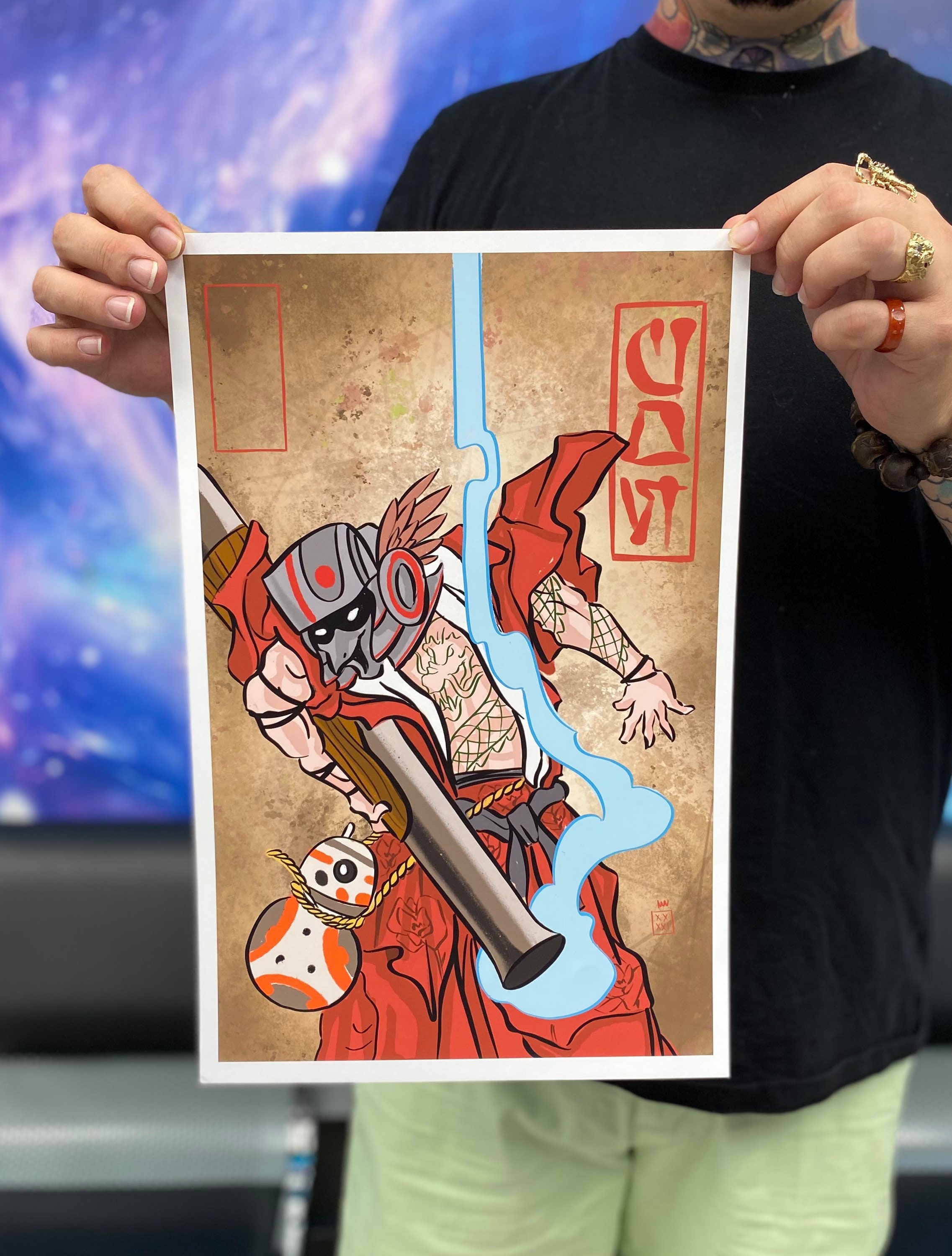 Star Wars Poe Dameron 11x17 Art Print, Japanese Illustrative