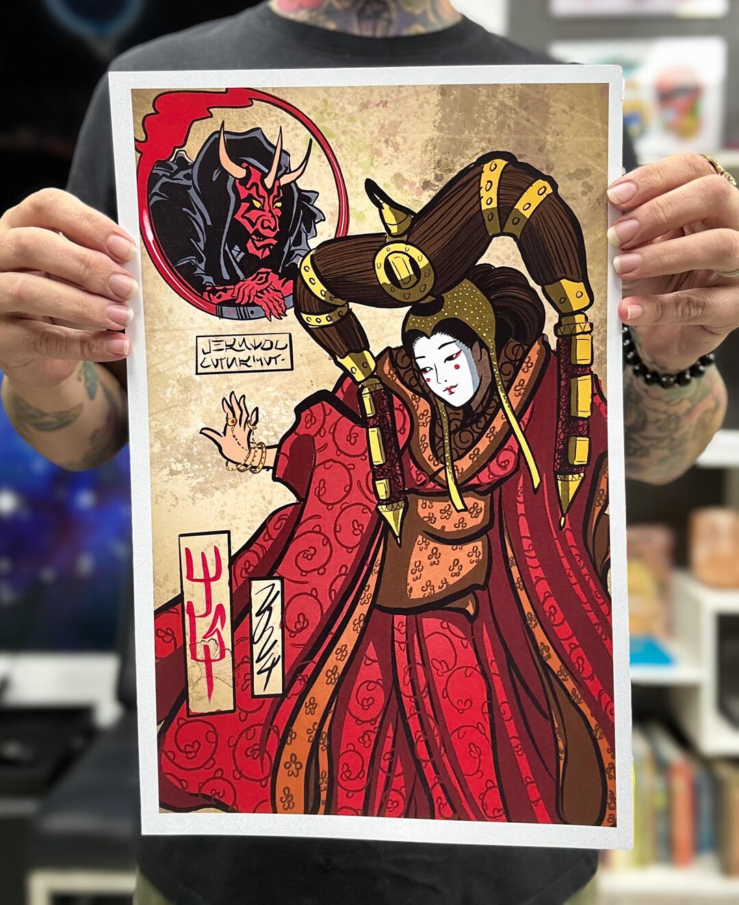 Star Wars Princess Amidala Art Print, Japanese Samurai Style