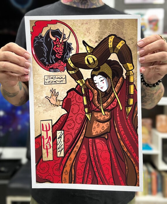 Star Wars Princess Amidala Art Print, Japanese Samurai Style