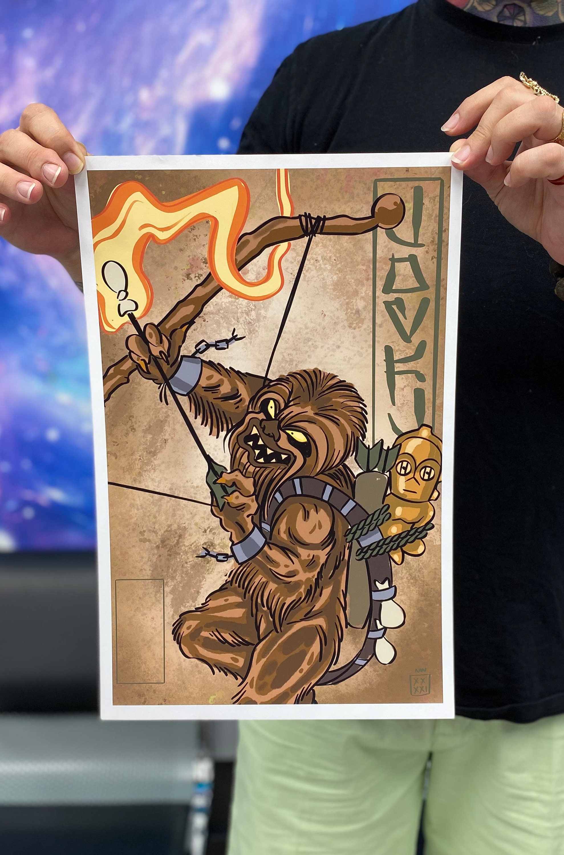 Star Wars Chewbacca Art Print, Japanese Samurai Style Poster, Jedi