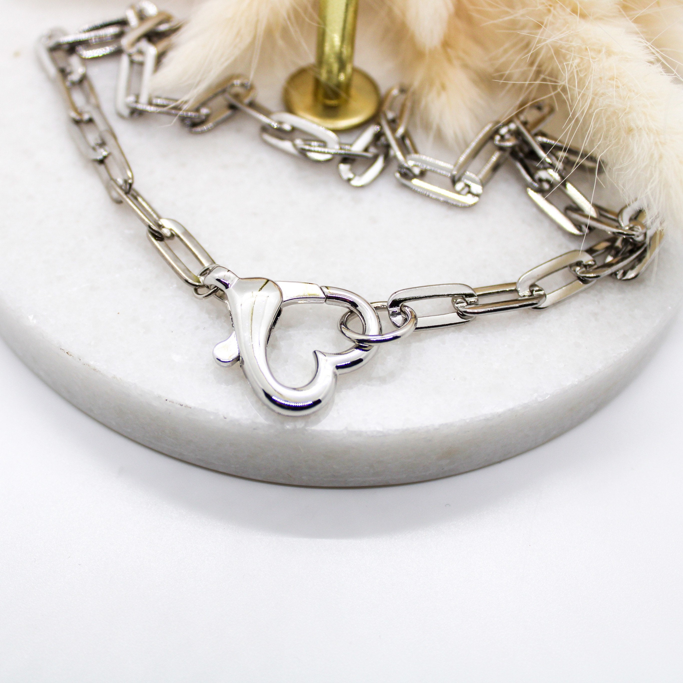 Necklace Grand Amour Argente Rhodium Plated Chain Large Etsy Ireland