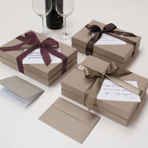 Beige Gift Box with Personalized Handwritten-Style Card & Luxurious Ribbon, Available in 3 Colors