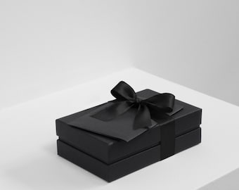 Black Gift Box with Personalized Handwritten-Style Card & Luxurious Bow, Available in 4 Colors