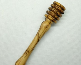 Hand Made Olive Wood Honey Dipper Spoon Stick, Wooden spoon Server