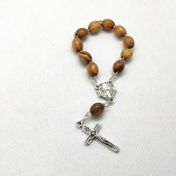 Hand made Olive Wood Car Rosary beads.Can be used as a mini single decade rosary