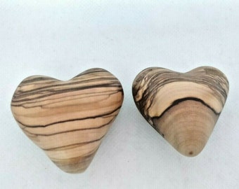 2x Hand Carved Olive Wood Love Heart Shape, very unique for your Loved ones, Plenty information in description.
