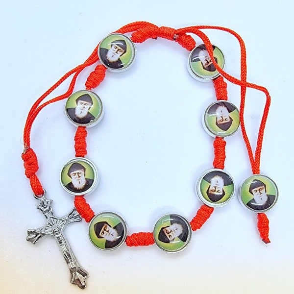 Handmade St Charbel Adjustable Red Rope Hand Bracelet From Jerusalem, Holy Land