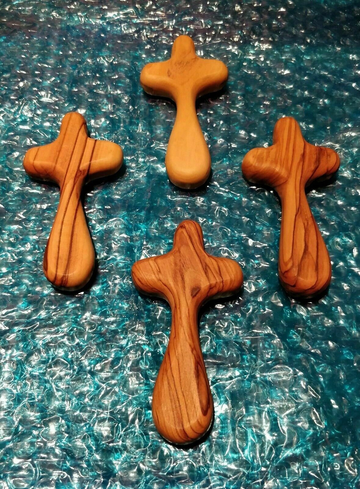 Handmade Olive Wood Comfort Cross - Praying/Holding Cross From Jerusalem, Palestinian Territories