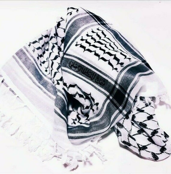 Palestinian Keffiyeh Pattern, Black White Shemagh