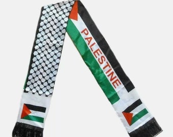 Palestine Flag Neck Scarf, Shemagh, Jerusalem Capital of Palestine with Al-Aqsa