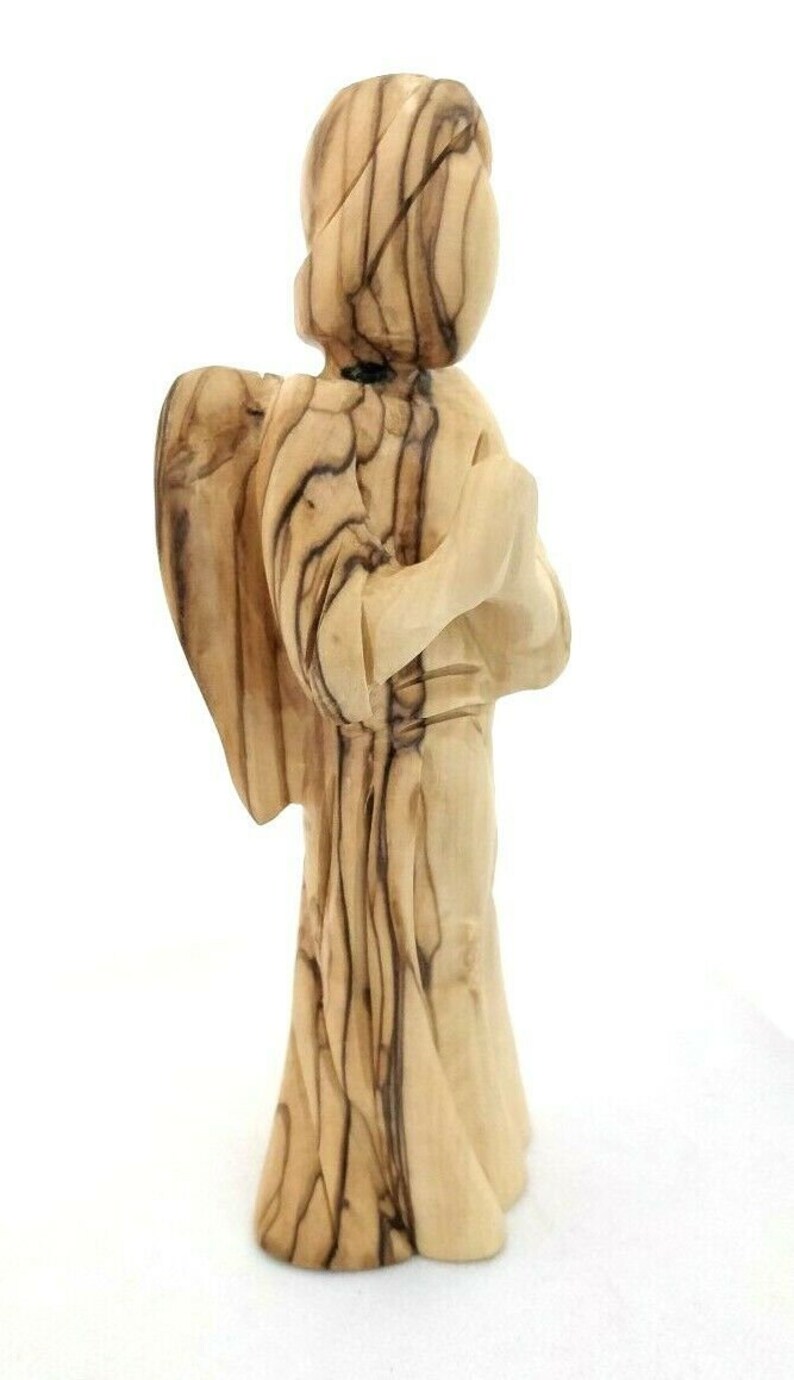 Large Size Hand Crafted Olive Wood Praying Angel Statue Made image 6