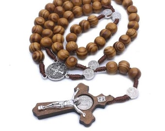 Benediction Medal Olive Wood Strong Rosary * handmade Rosary *  + Description is worth reading +