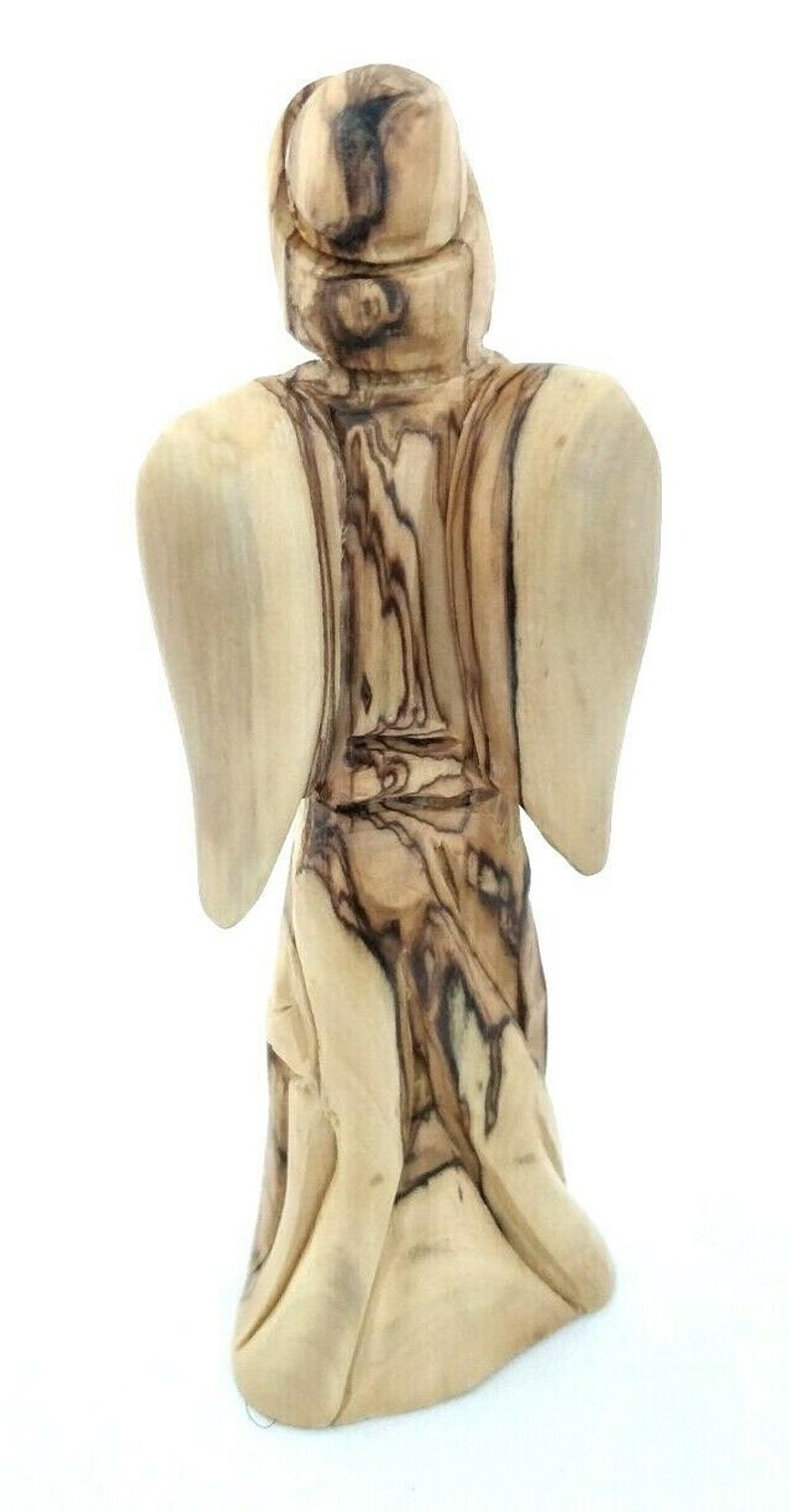 Large Size Hand Crafted Olive Wood Praying Angel Statue Made image 4