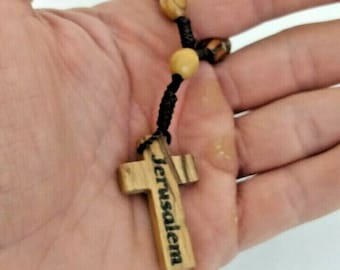 Handcrafted Olive Wood Prayer/Car/Hand Comfort/Travelling Rosary Beads, Made in Jerusalem/The Holy Land