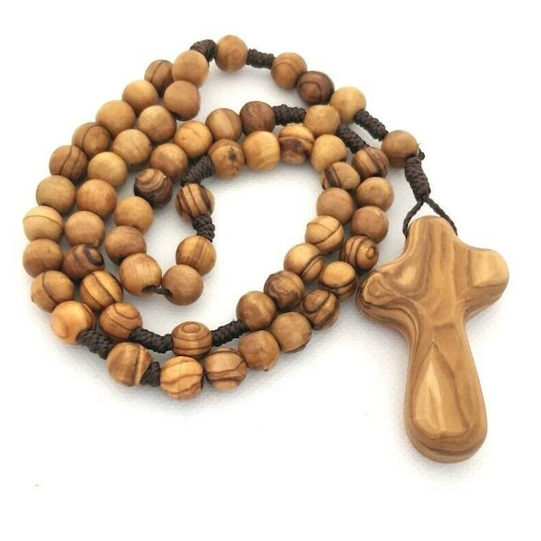 Hand Made Large Olive Wood Rosary & Comfort Cross **Plenty Info In Description** Special Rosary for Special Needs and Disabled