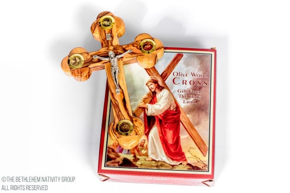 TREE OF LIFE REV. 22:14 Icono de madera de olivo de Tierra Santa, rosario  de cuerda y cruz de oración, paquete de regalo católico, regalos religiosos