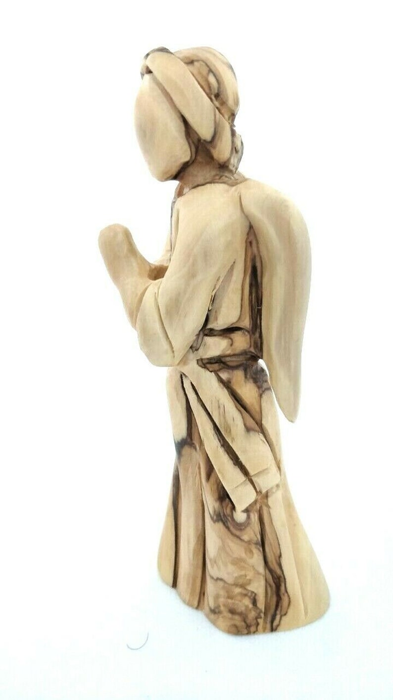 Large Size Hand Crafted Olive Wood Praying Angel Statue Made image 5