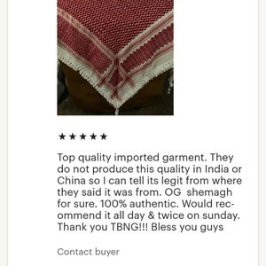 Authentic, Original, Genuine and Hand made Real 100 Percent Cotton Guaranteed Red & White Palestinian / Jordanian Shemagh scarf image 6