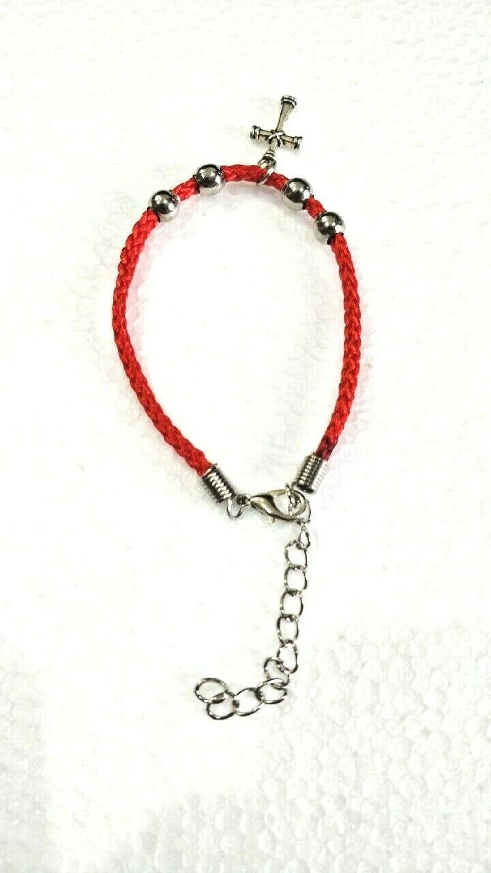 2x Hand Made Red Rope Christian Bracelet With Zinc Cross Made - Etsy