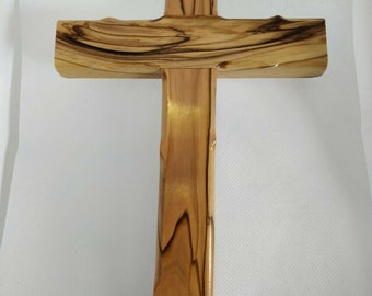 Hand carved Plain Olive Wood Wall Hanging Cross 25 cm from Jerusalem, The Holy land