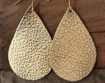 Gold Leather Earring Etsy