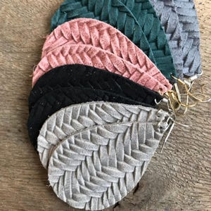 Fishtail Braid - Teardrop Leather Earrings
