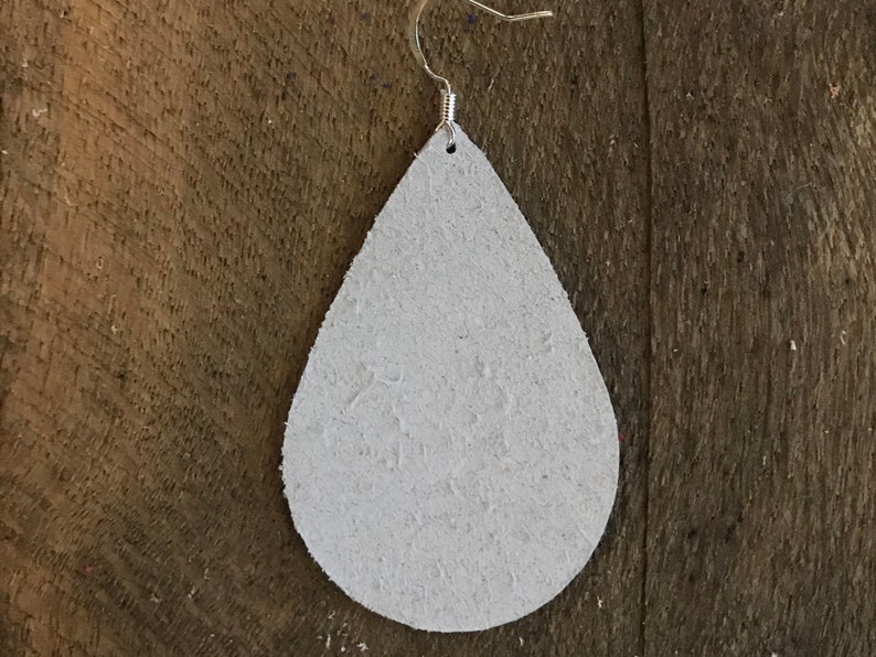 Wildflower Floral Teardrop Leather Earrings.