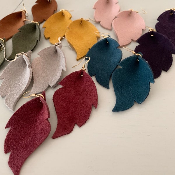 Alise - Suede Feather Shaped Earrings