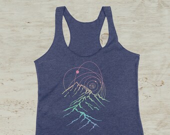Camiseta sin mangas con espalda nadadora y estampado de montaña galaxia Cosmos