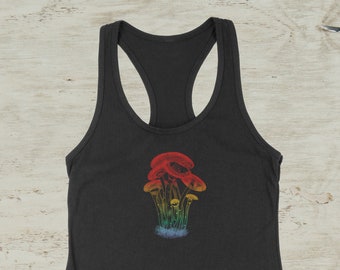 Camiseta sin mangas con serigrafía ombré de micología de hongos