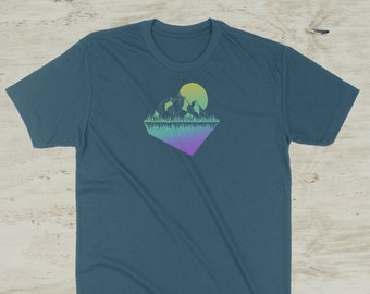 Camiseta con estampado gráfico geométrico de montaña y naturaleza para exteriores