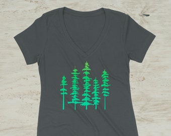 Pine Tree Graphic V-Neck