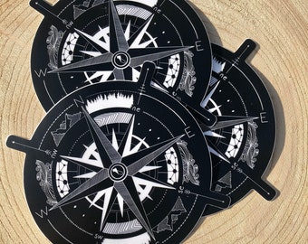 Compass Rose Nature Outdoor Die Cut Sticker 4"