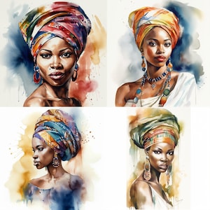 African Woman | Africa Tribe | Kente Watercolors | Digital Paper Pack | Instant Digital Download | African Decor | African Digital Art