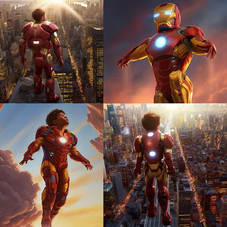 Iron Man Kid Superhero Child Ironman Graphic Digital Paper Pack Instant