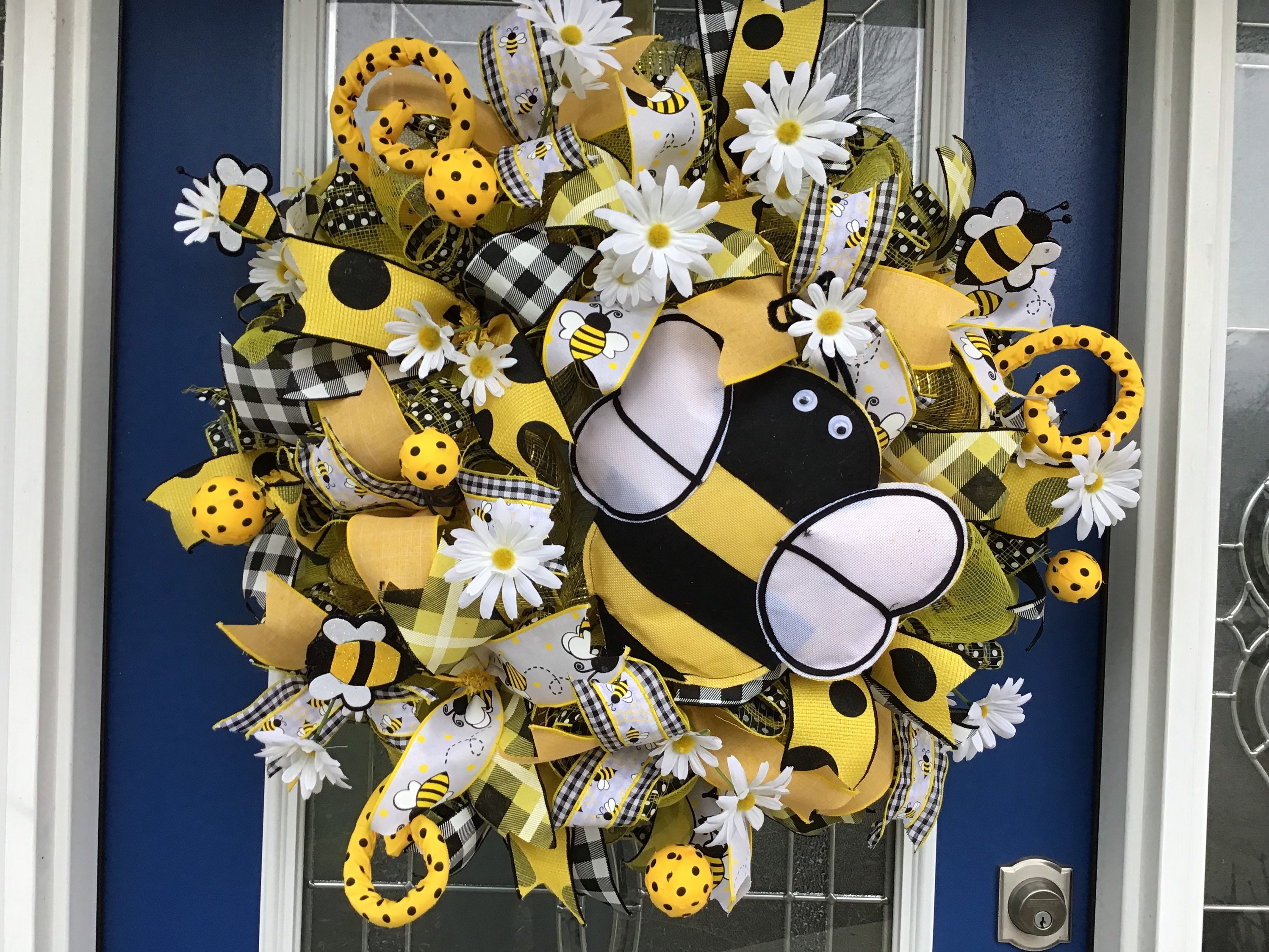 Bumble Bee Wreath for Front Door Honey Bee Decor Beekeeper 